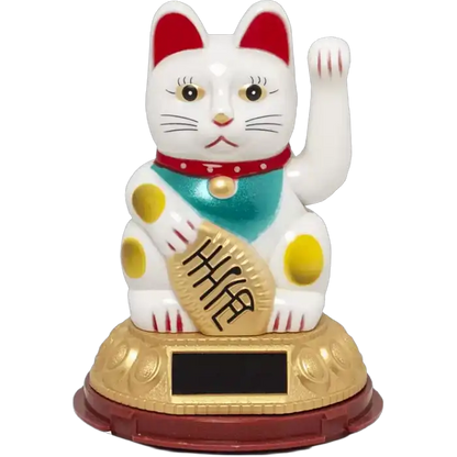 Lucky Cat White solar 12cm