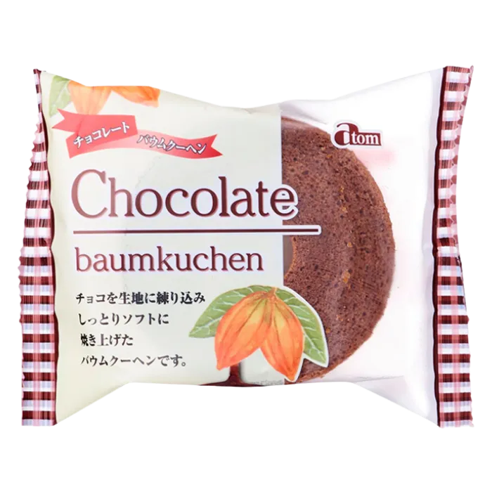 ATOM Baumkuchen Choco 80G – Japanischer Schichtkuchen mit Schokoladengeschmack