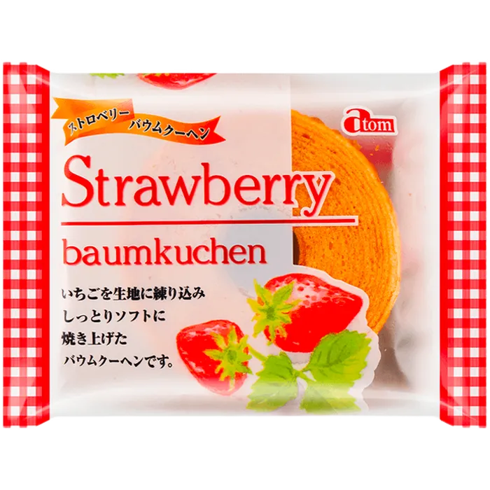 ATOM Baumkuchen Erdbeere 80G – Japanischer Schichtkuchen mit Erdbeergeschmack