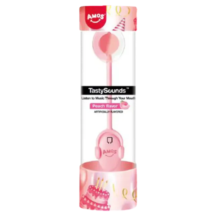 AMOS Tasty Sounds Lollip. Peach Happy Birthday 16G
