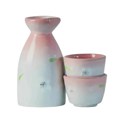 JADE TEMPLE Sake Set Blumenmotiv Pink