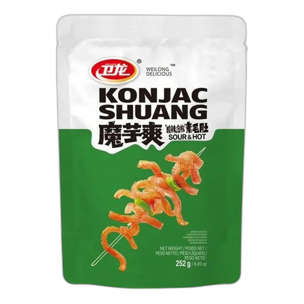 WEILONG Konjak Snack Sour & Hot Shuang 252g – Sauer-scharfer Veganer Snack